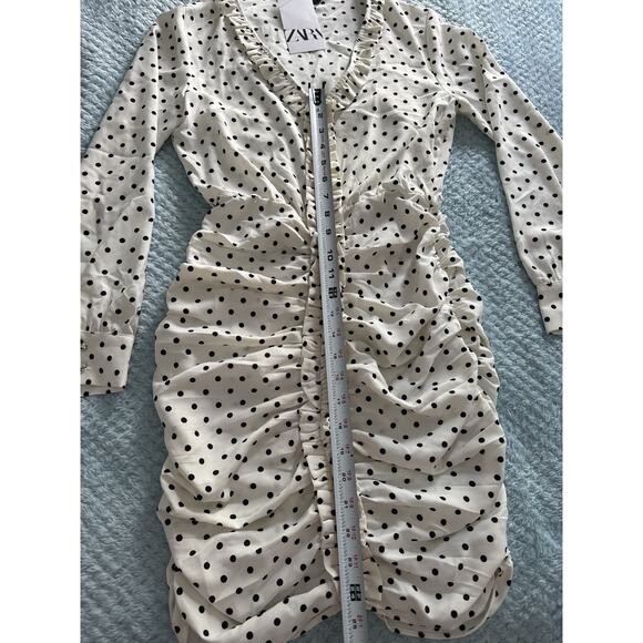 NWT Zara Polka Dot Dress Black White Women's XS Coastal Cocktail Beach Grandma - Picture 2 of 13
